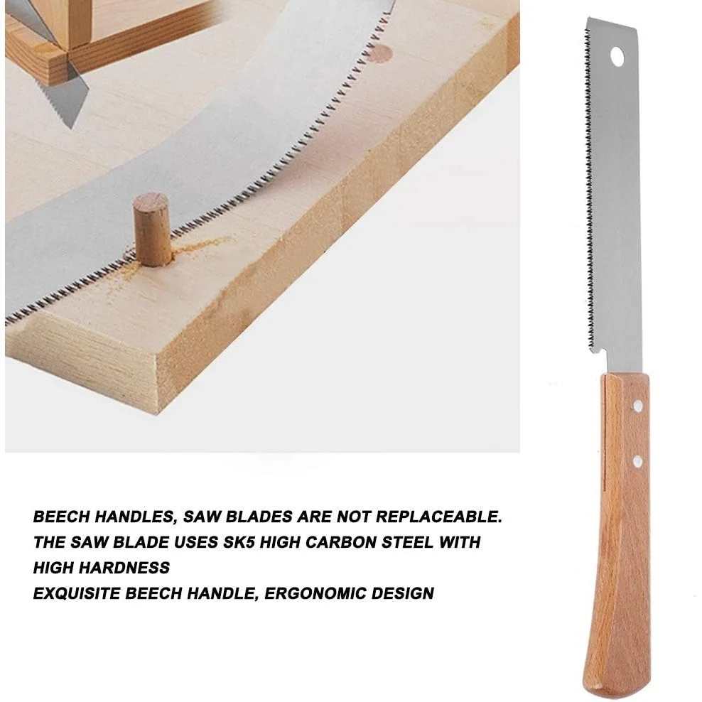 Hand Saw 1pc Japanese Saw 6 Inch Double Side Hand Pull Saw 14&17TPI SK-5 Steel Flexible Blade Flush Cut for Woodworking Household