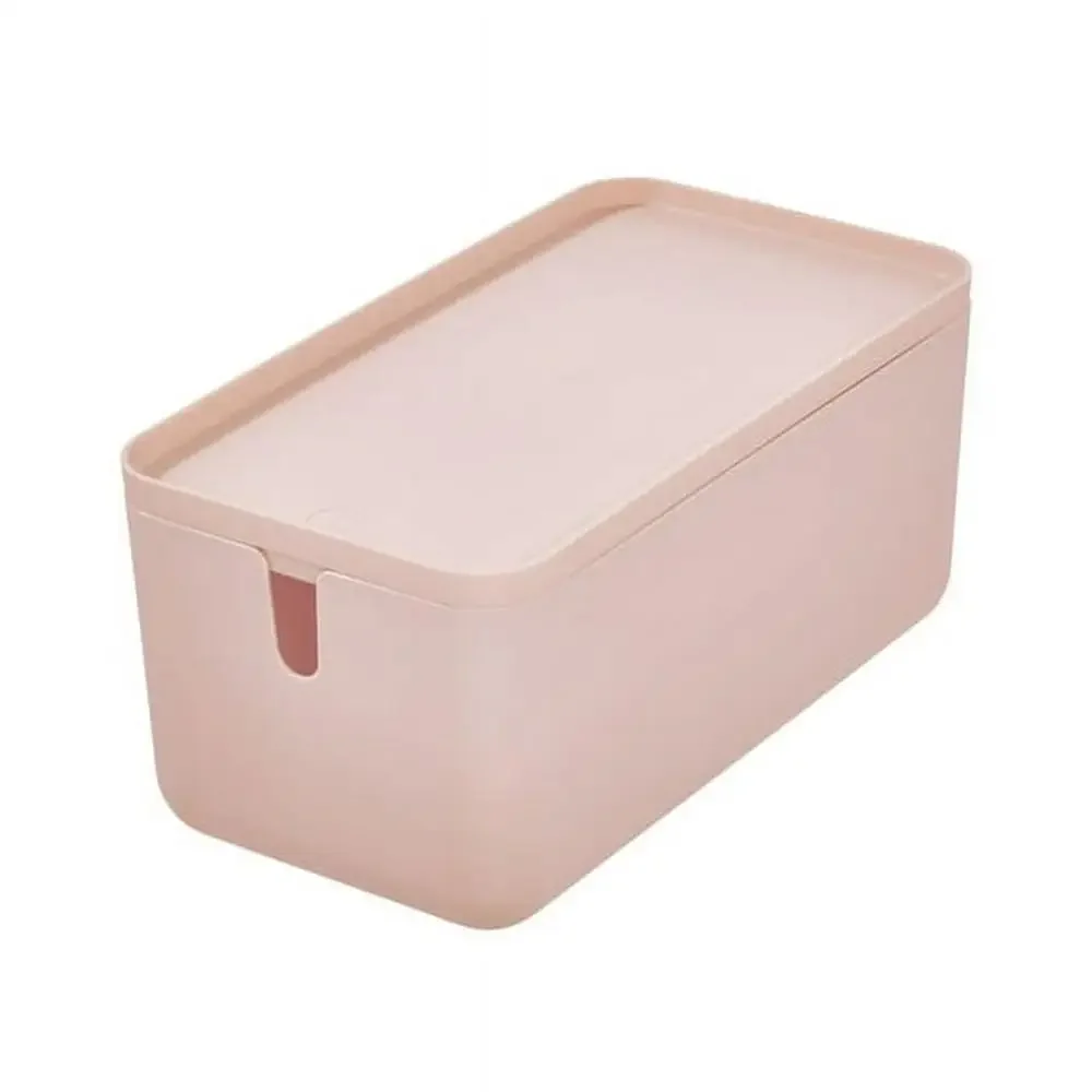Blush Toilet Paper Storage Bin Stackable Non-Skid Feet Lid BPA-Free 11.88"x6.38"x5.75" Organize Bathroom Compact Storage