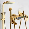 Digital Shower System with 9 Inch Stainless Steel Rain Shower Head  White Gold Thermostatic Digital Bathroom Shower Faucet Set 2