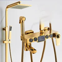 Digital Shower System with 9 Inch Stainless Steel Rain Shower Head  White Gold Thermostatic Digital Bathroom Shower Faucet Set 2