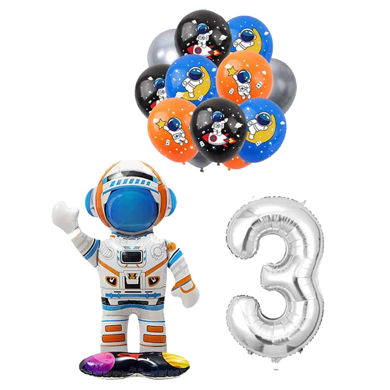 Weltraum-Astronaut Geburtstags-Dekorations-Set Tischgeschirr Tassen Teller Servietten Luftballons Geschenktüten Papa-Kreis für Kinder Jungen Party-Zubehör – Detail 34