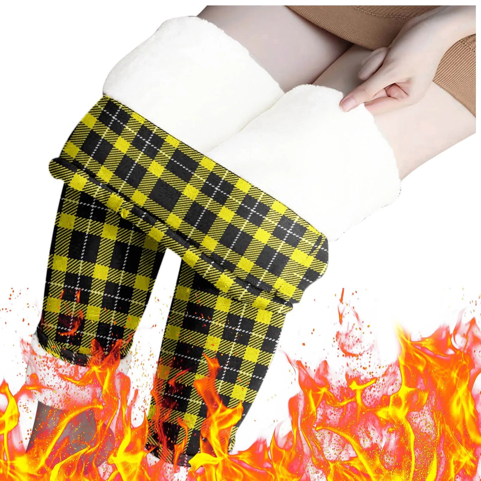 Womens Winter Casual Leggings Elastic Waist Thermal Capris Workout Trousers Thermal Prints Pants