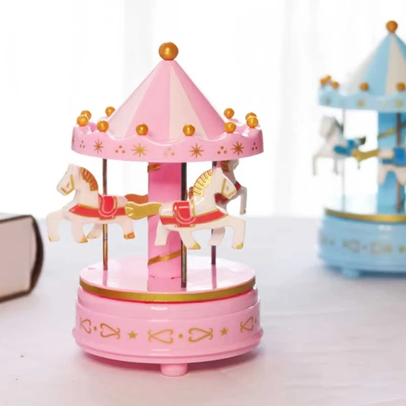 Carousel Music Box Music Box Luxury Music Box with 4 Rotating Horses Romantic Carousel Toy Handcrafted Gift Box