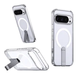 Enhanced Shockproof Magnetic Stand Case with Wireless Charging Compatibility for Google Pixel 9 (HD Clear)