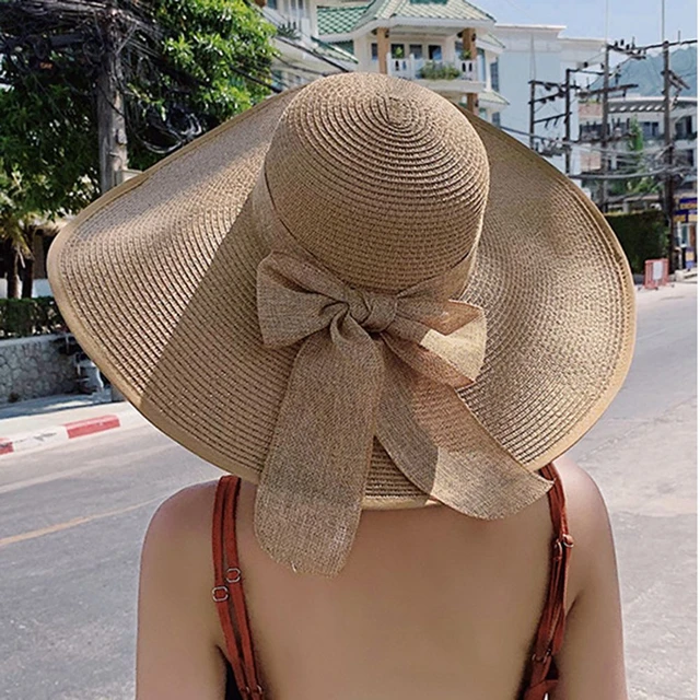 Holiday Big Eaves Travel Seaside Wide Brim Beach UPF50+ Foldable Roll up  Cap Sun Straw Hat Women's Sun Hats - AliExpress
