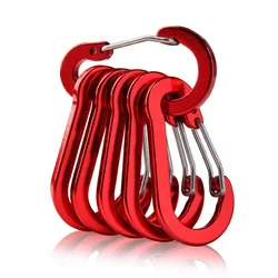 6-Piece Aluminum Alloy Outdoor Adventure Carabiner Set (Red 07)