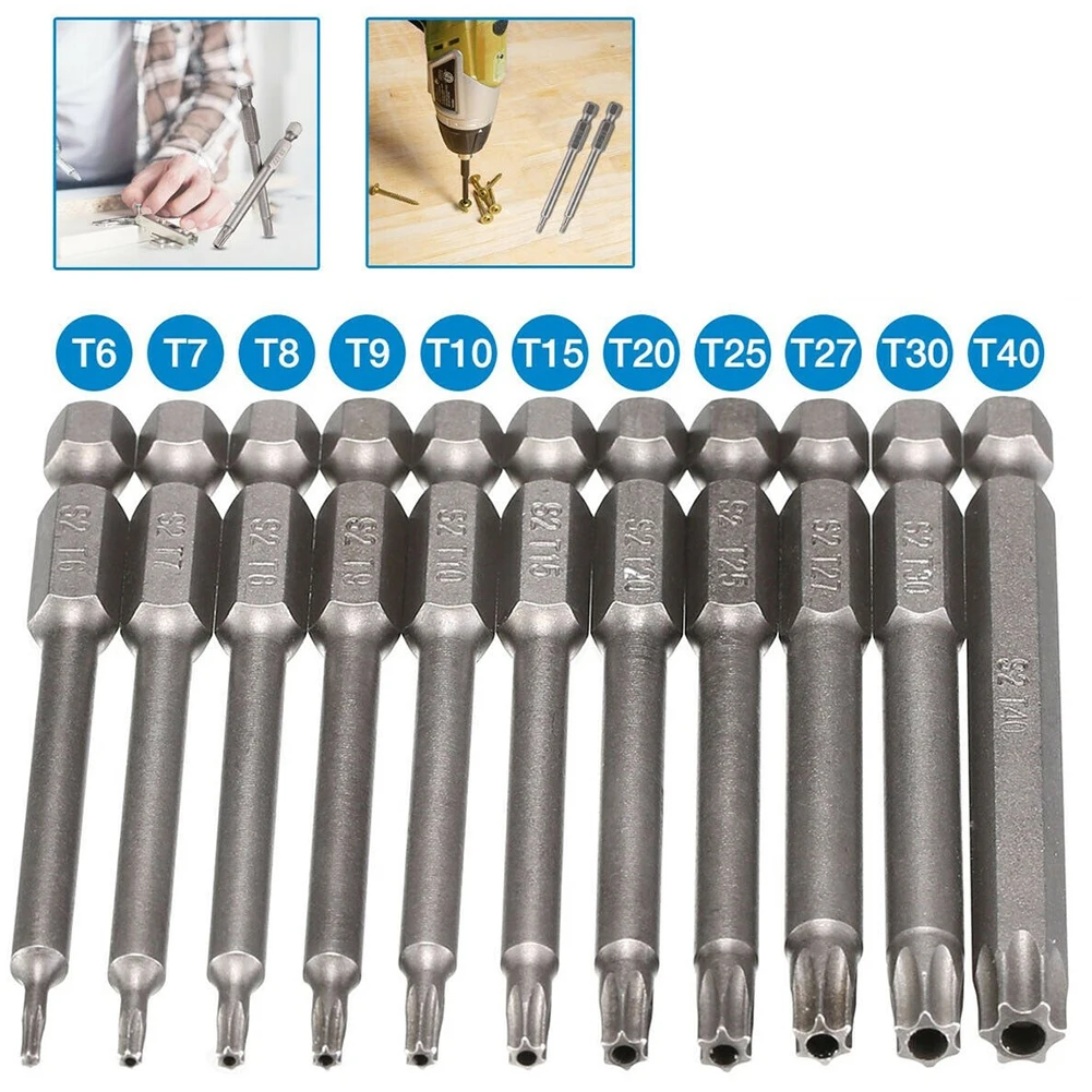 

1/4" Hex Shank Torx Screwdriver Bit Tamper Proof Security Tamper Proof Star Magnetic Drill Bit Flat Head High Quality 75mm Long