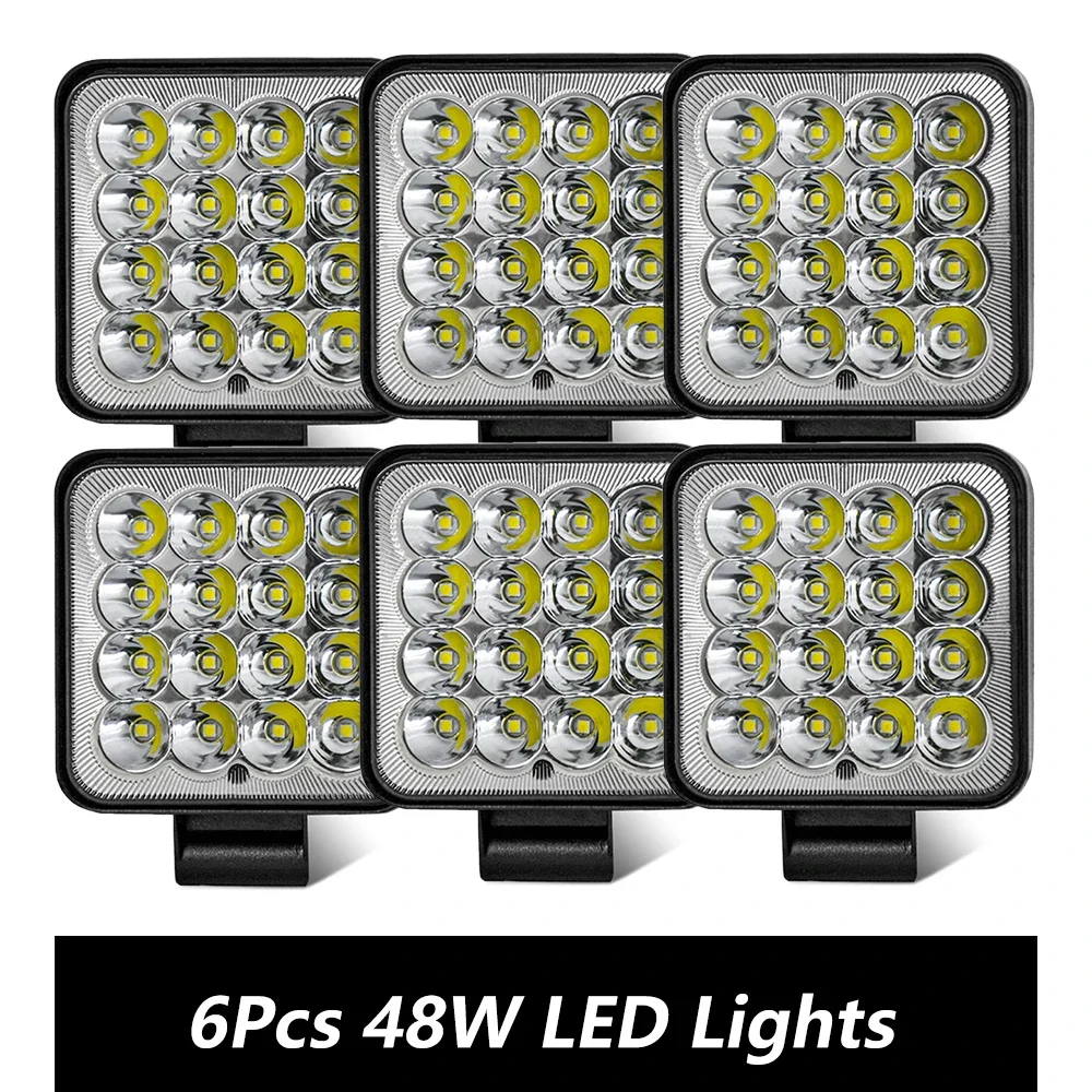 3inch Led Light Round Work Light Spotlights Flood Led White 42W 48W Square Offroad 4X4 for 12V 24V ATV SUV Bike2/4/6pcs
