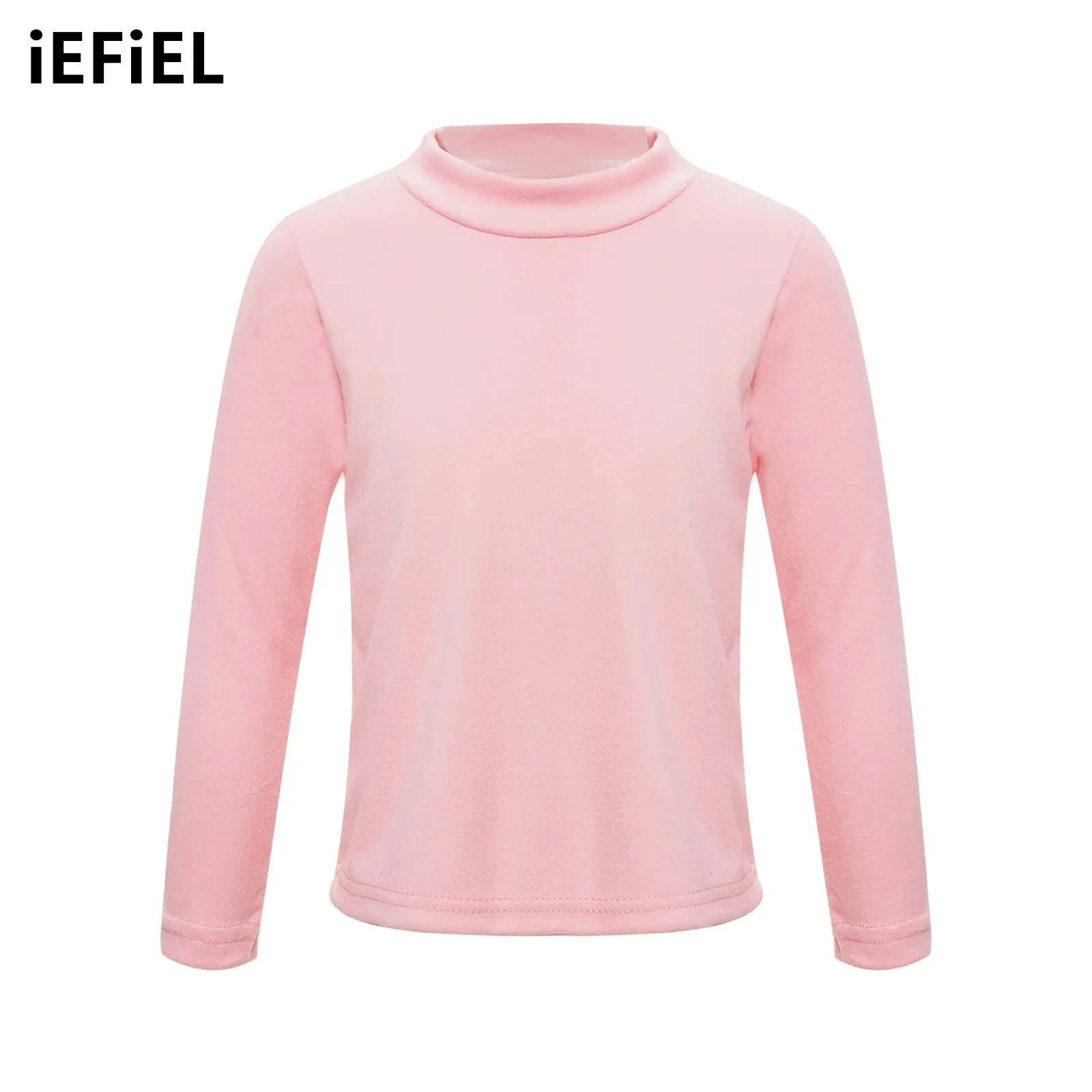 Kids Boys Girls Warm Undershirt Mock Neck T-shirt Unisex Children Solid Color Long Sleeve Thermal Underwear Tops Homewear