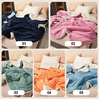 Double Layer Thickened Lamb Plush Blanket Plush Fleece Plaids for Bed Sofa Warm Mantas Throw Blankets Bedspread 5