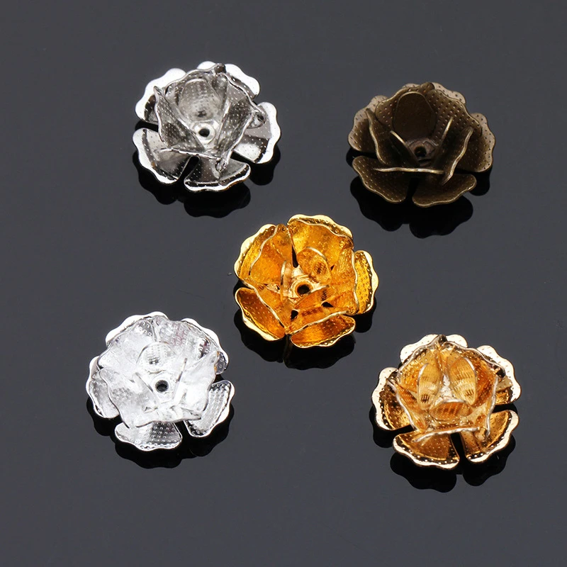 

Mibrow 20PCS 5 Colors 14mm Copper Flower Bead Caps For DIY Jewelry Making Flower Filigree Spacer Bead Caps