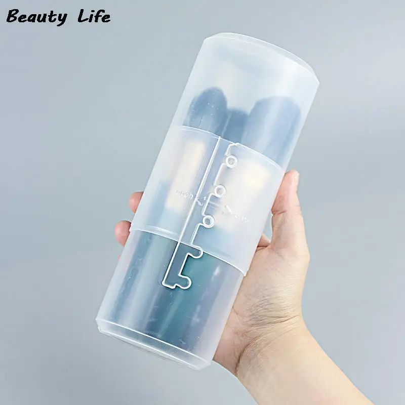 Adjustable Height PVC Makeup Brush Holder Display Storage Cup Organizer with Lid 2