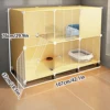 Cat Cage with Free Space, Small with Wheels, Kitten Yellow Cat Cabinet, Cat Villa, Indoor Cat House for Home Use