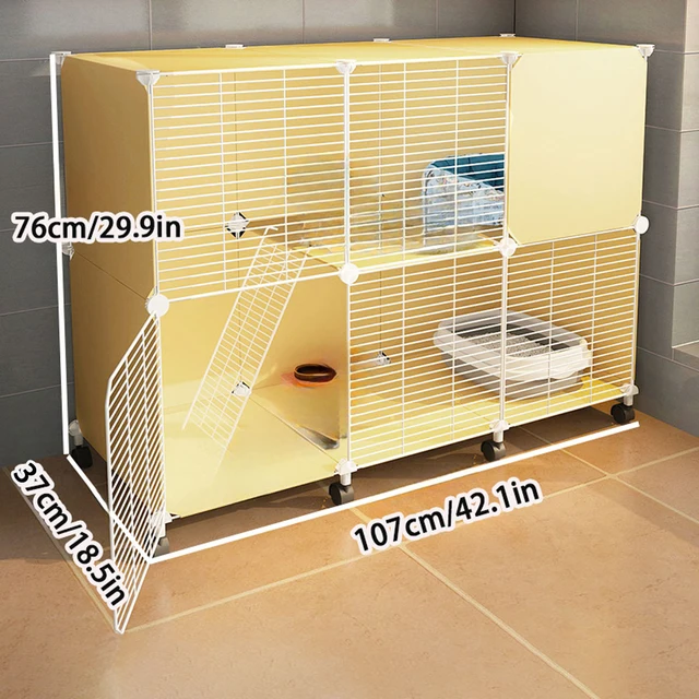 Cat Cage with Free Space, Small with Wheels, Kitten Yellow Cat Cabinet, Cat Villa, Indoor Cat House for Home Use Cat Cage with Free Space, Small with Wheels, Kitten Yellow Cat Cabinet, Cat Villa, Indoor Cat House for Home Use