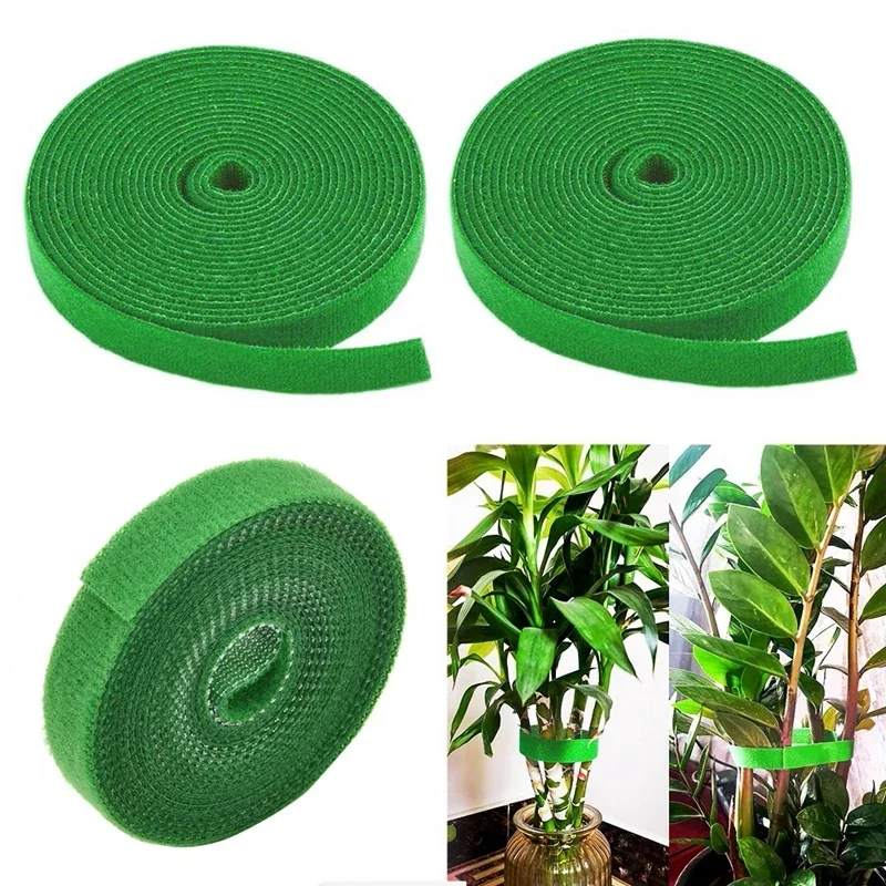 Plant Ties 3Pcs 2m Nylon Plant Bandage Tie Home Garden Shape Tape Hook Loop Bamboo Cane Wrap Support Accessories