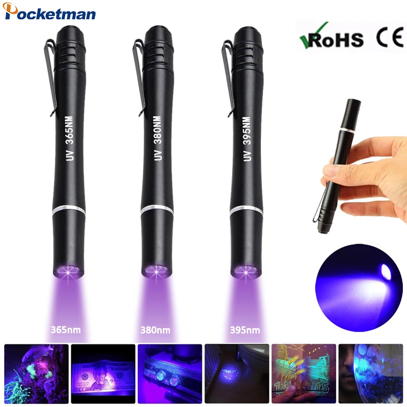 Linterna UV 365nm Recargable USB - Detector De Orina De Mascotas, Manchas, Billetes - Pack De 2