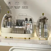 Rotating Clear Makeup Organizer with Lid,Large Capacity Cosmetic Display Case,Bathroom Countertop or Dresser 2