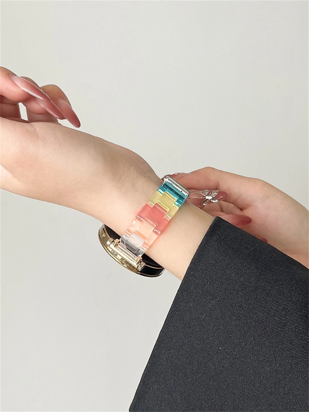 20MM 22MM Korean Cute Slim Resin Rainbow Band For Samsung Galaxy