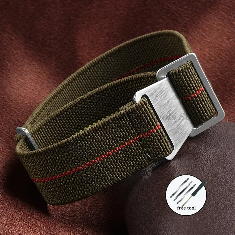 Army Green Elastic Nylon Sport Watchband Bracelet