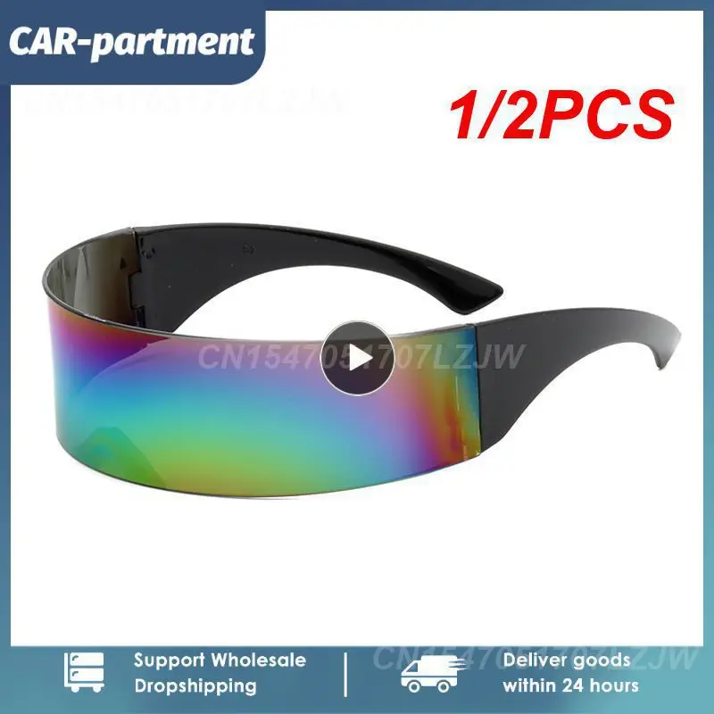 

1/2PCS Motorcycle Sunglasses Future Warrior Rimless Retro Sun Glasses Punk UV Protection Eyewear Vintage Gothic Steampunk Party