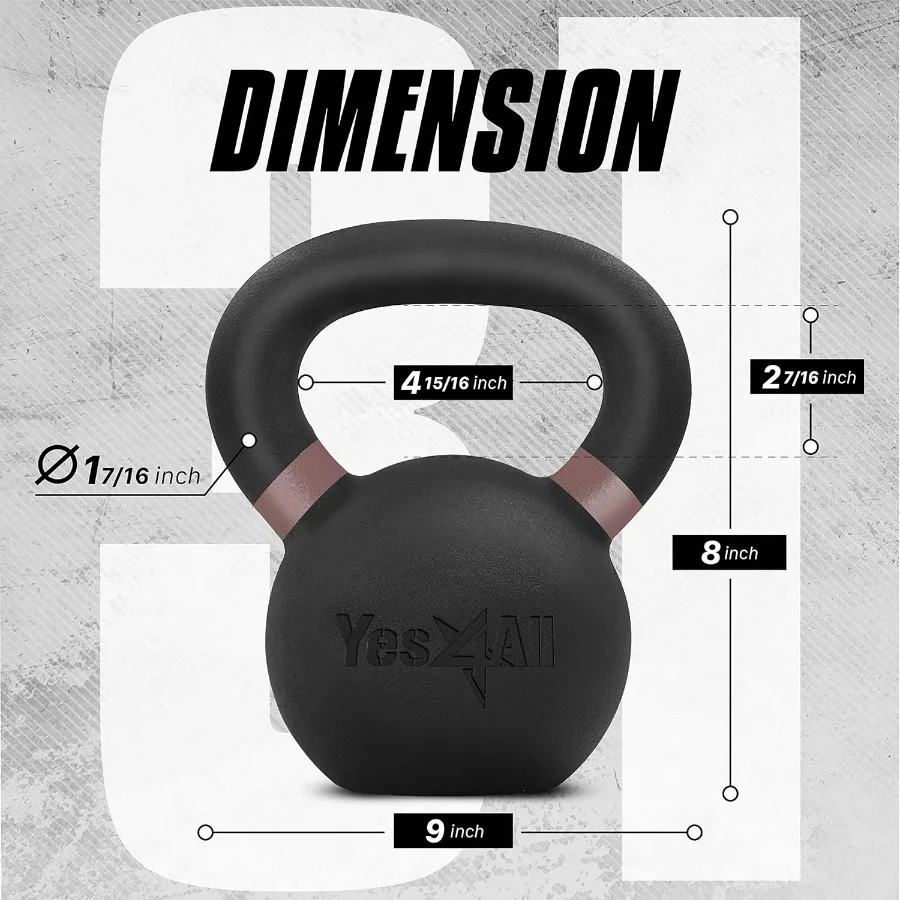 31lb - Single,Powder Coated Kettlebell, Cast Iron Core Kettlebells with Non-Slip Handle & Flat Bottom for Conditioning, Heavy Du
