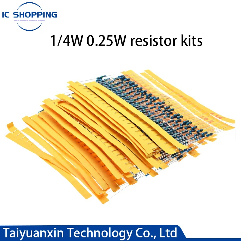 600PCS 1/4W Metal Film Resistor Kit 1 Resistor Assorted Kit Set 10 ohm1M ohm Resistance Pack