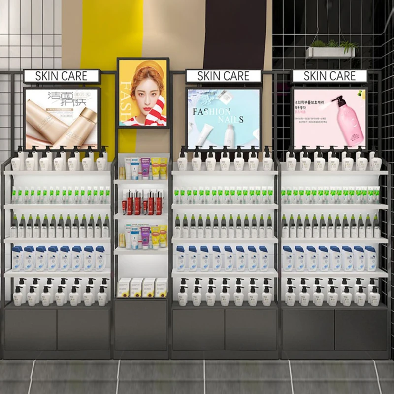 Beauty display shelf cosmetics floor display laminate rack