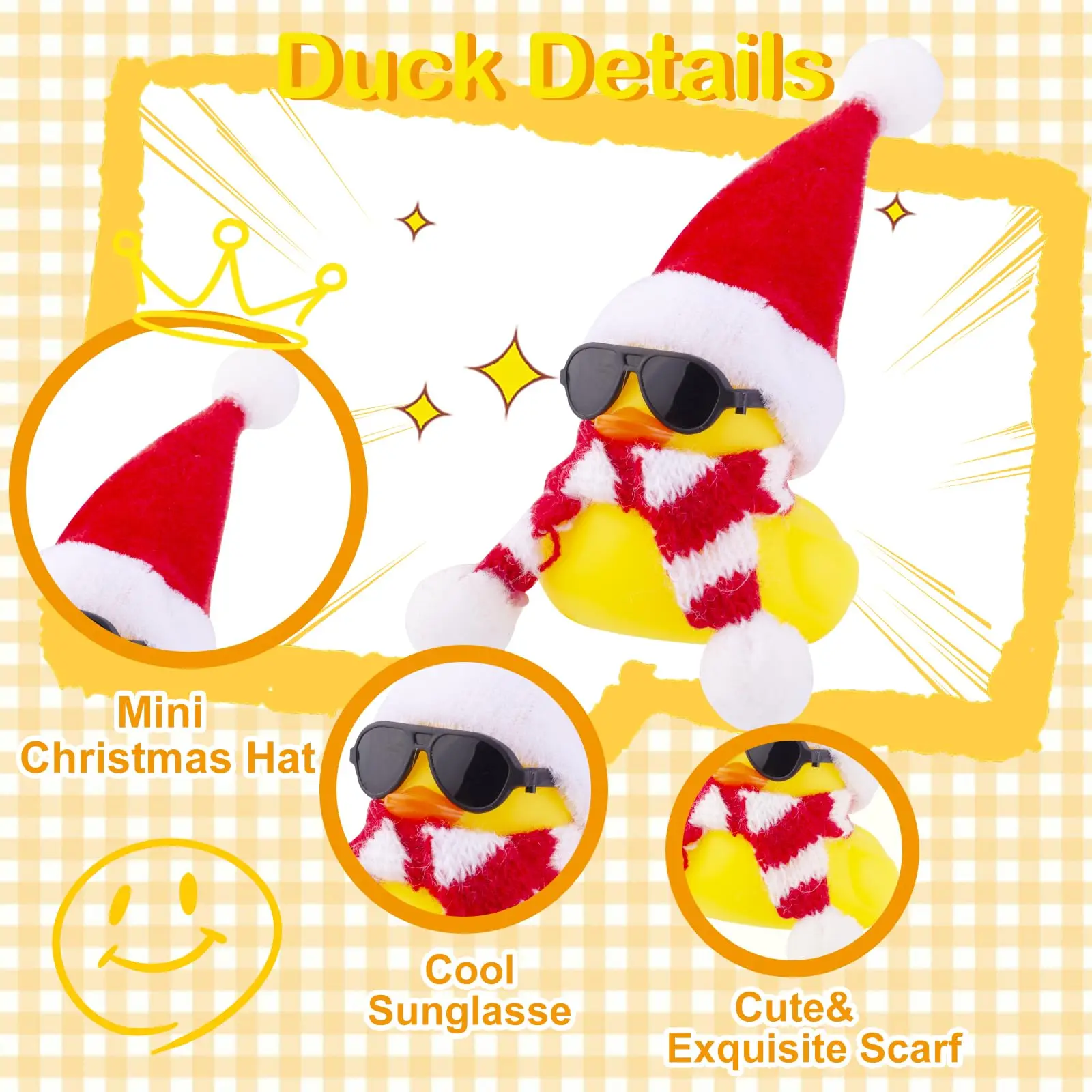 Christmas Rubber Duck Car Duck Ornaments Yellow Duck Car Dashboard Decorations for Christmas Decor and Home Decoration 4