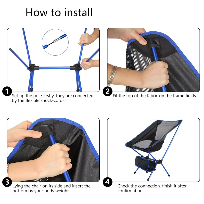 Travel Ultralight Folding Chair Superhard High Load Outdoor Camping Chair Portable Beach Hiking Picnic Seat Fishing Tool folding chair