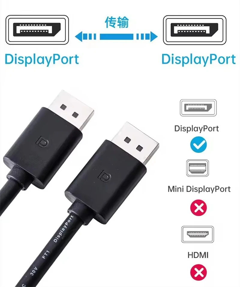 High-Quality DisplayPort Video & Audio Male-to-Male Cable for PC, Laptop, TV, and Monitor