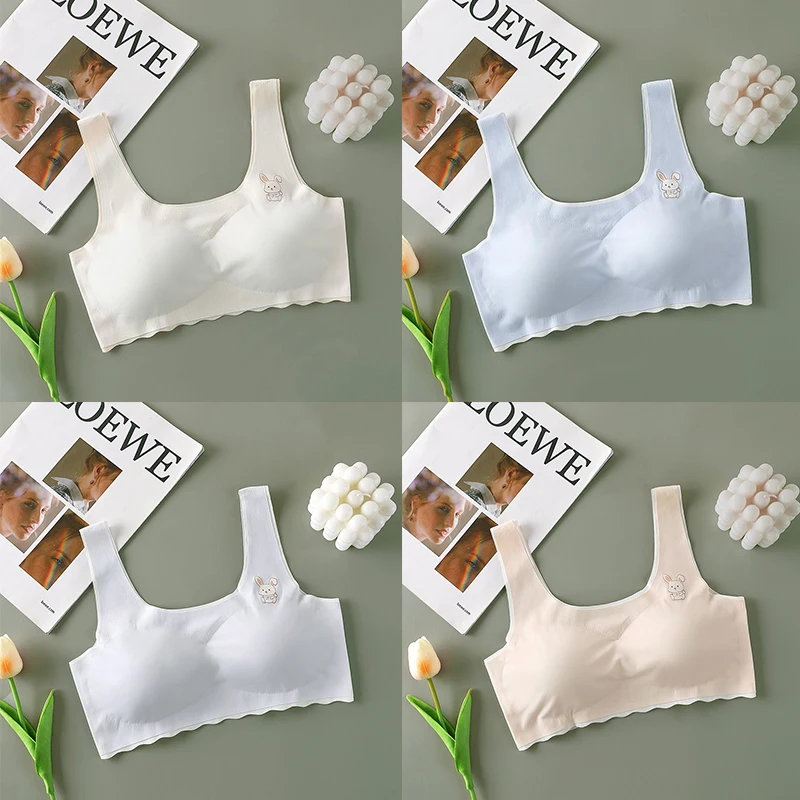 High Elastic Shockproof Fashionable Summer Cool Silk Seamless Sports Bra For Developmental Girls