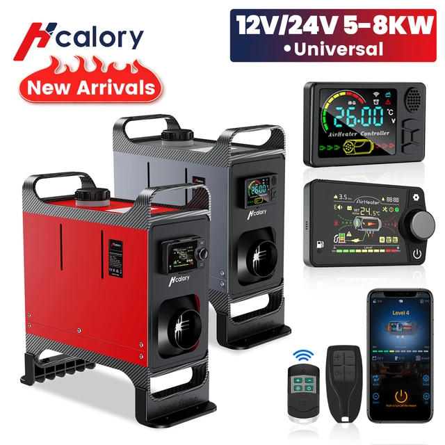 HCALORY 12V Diesel Air Heater All in One Unit, 8KW Portable Integrated  Parking Heater Heating with Remote Control and Digital Monitor Parking  Warmer