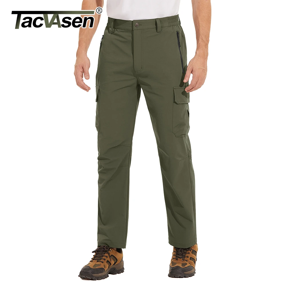 TACVASEN Lightweight Quick Dry Trousers Mens Fishing Climbing Pants Elastic Nylon Outdoor Hiking Cargo Pants Summer Work Trouser 6