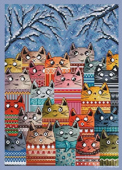 

Cat Choir 25-32 embroidery kits, cross stitch kits,cotton frabric DIY homefun embroidery Shop6