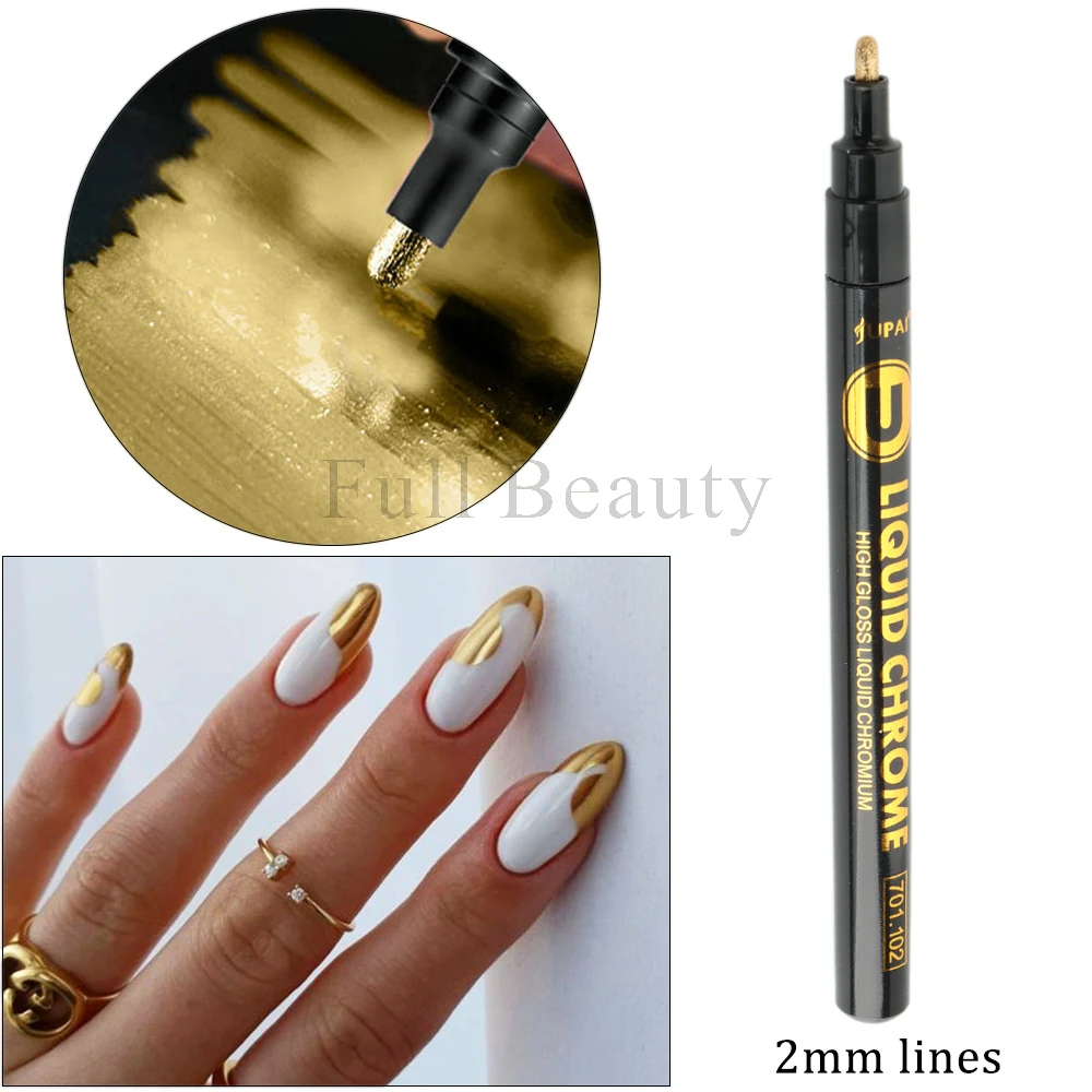 2pcs/set Mirror Chrome Gold Nail Art Pens Metallic Paint Nail Pen Art Lines  Drawing Pens DIY Painting Nail Graffiti Pen - AliExpress