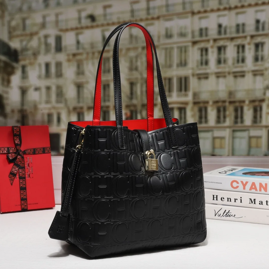 CILMI HARVILL CHHC 2023 Women's Bucket Bag New Single-shoulder Cross-body Portable Perforated Design Italic Letter Opening