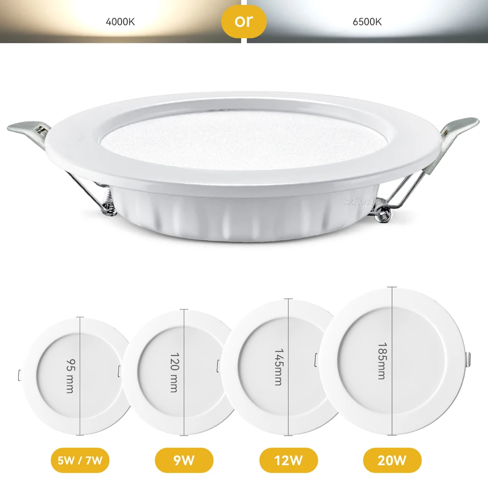 Description Picture 2 of item10 Pcs LED Downlight 220V Ceiling Light Recessed Down Light Round LED Panel Light 5W 7W 9W 12W 20W Cold Warm White LED Spotlight