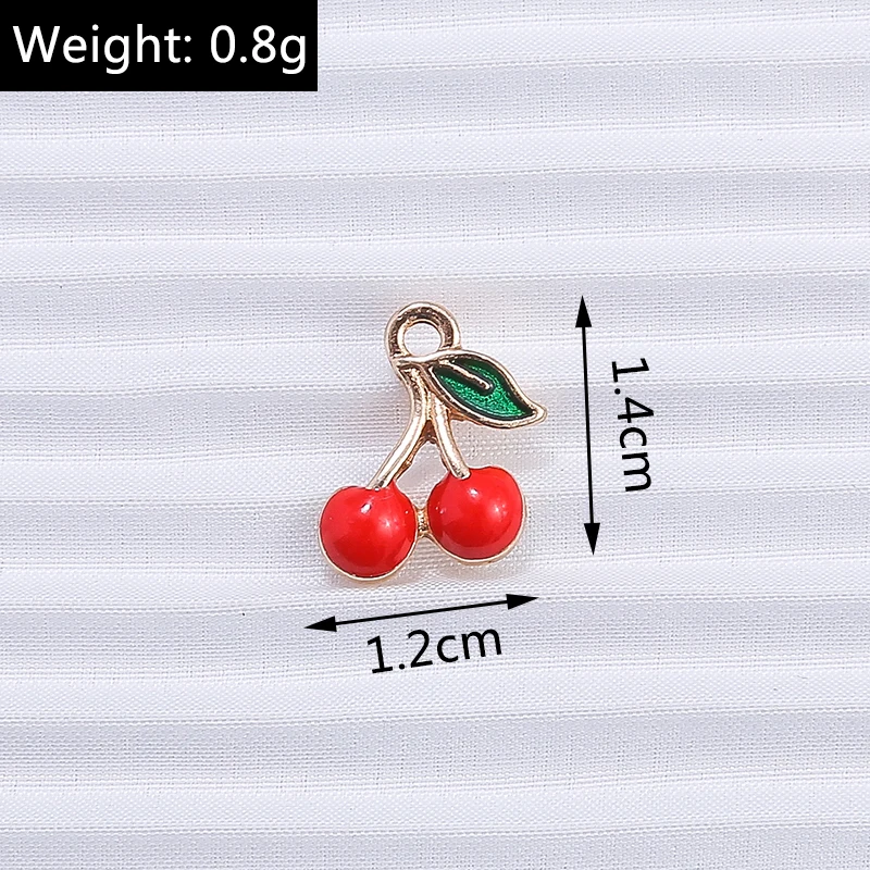 10pcs 12x14mm 귀여운 과일 참 장식품 보석 만들기용 에나멜 체리 참 펜던트 목걸이 귀걸이 DIY 공예 액세서리