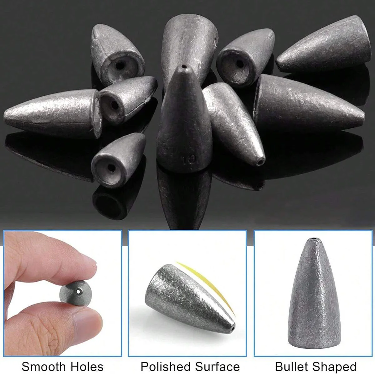 Bleigewicht-Set für Angelköder, Bullet-Angelblei, Wurmgewichte, Bleigewichte für Bass-Angeln, Texas Rigs Permacolor Bullet – Detail 3