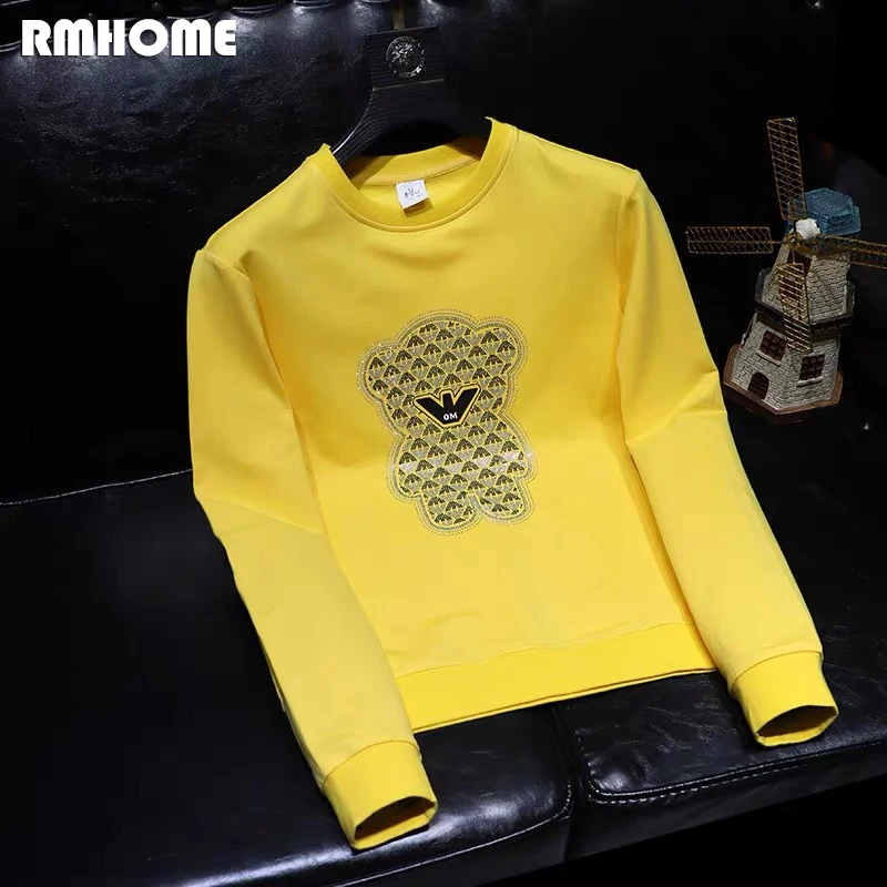 New Fashion Hot Rhinestone Men Hoodies Autumn Winter Long Sleeve
