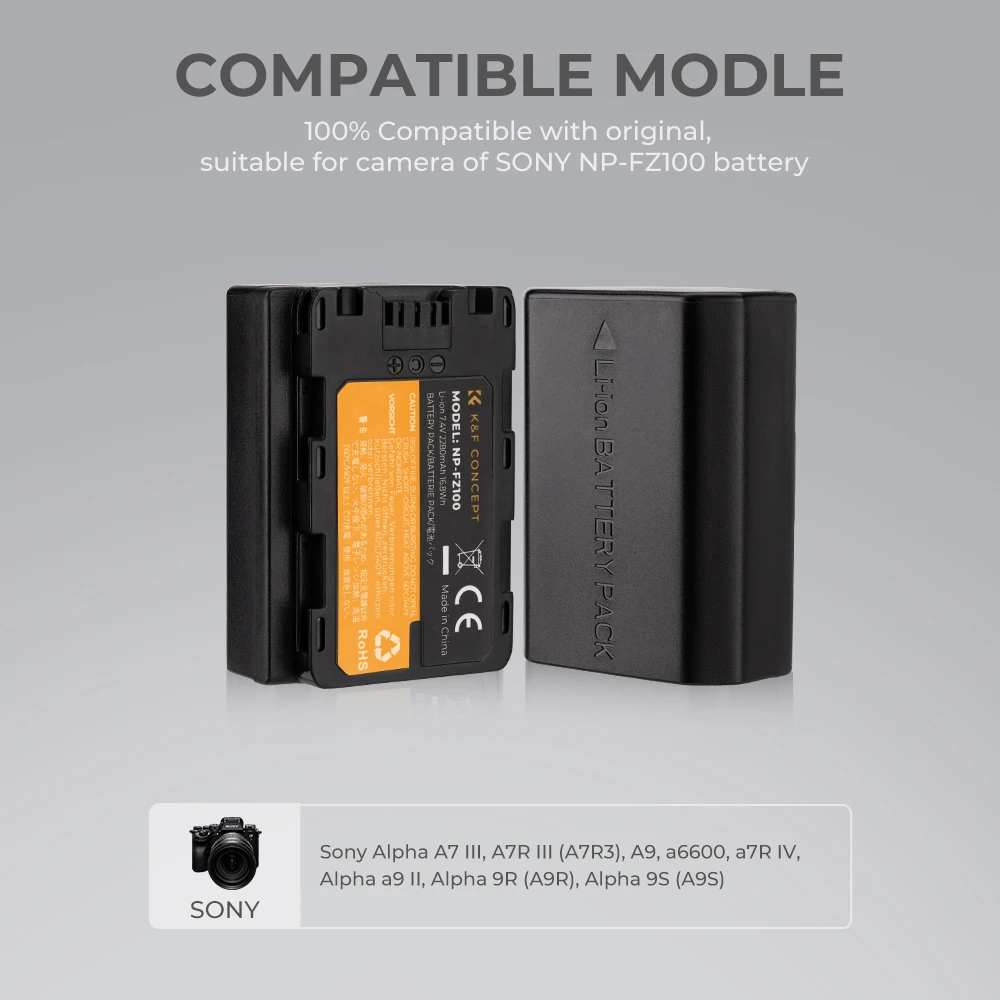 K&F Concept NP-FZ100 Battery Charger Set For Sony Alpha - Cellular Kenya - View #6