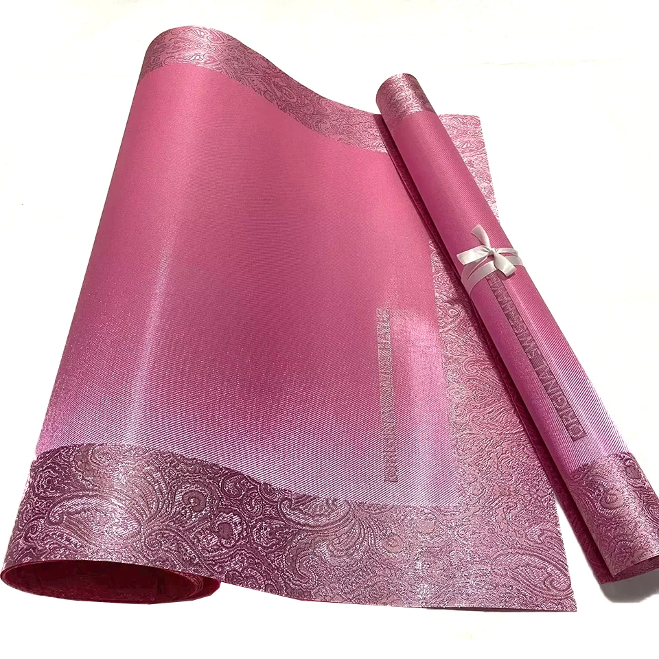 Rose Nigerian Wedding Gele Hayes Headtie, 2-teiliges Set aus luxuriösem 3D-Damast-Schweizer Stoff, afrikanische Brautparty-Kopfbedeckung TX-1-4 – Detail 11