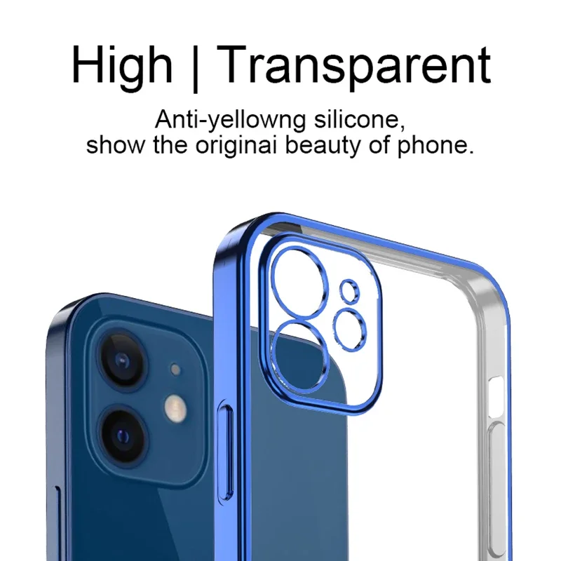 Luxury Plating Clear Silicone Phone Case - Soft Back Cover with Frame Design