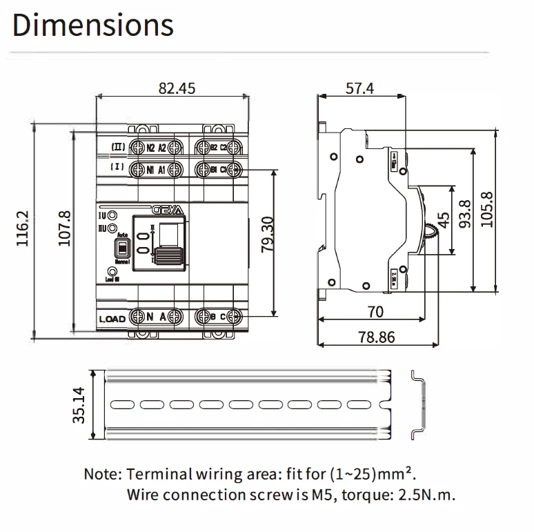 Description Picture 6 of itemGEYA G2R Din Rail 4P ATS Electric Switch Manual Transfer Switch 110V 220V Coil PC Type Switch City Power to Generator 63A