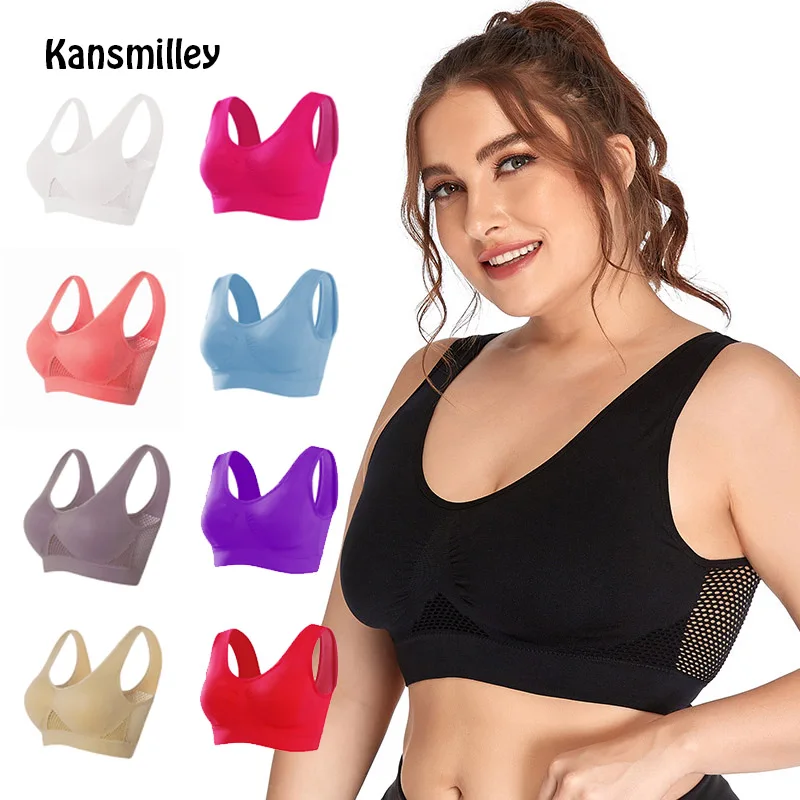 M-6XL Women Hollow Out Fitness Yoga Sports Bra For Running Gym Padded push up Seamless Top Athletic Vest brassiere