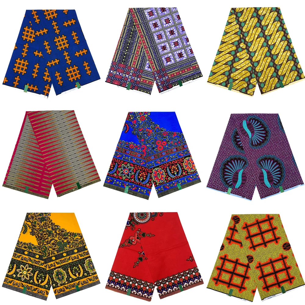 

2024 Latest African Wax Fabric Guaranteed Veritable Real Wax Block Print Ankara Wax 6Yards African 100% Cotton Fabric For Sewing