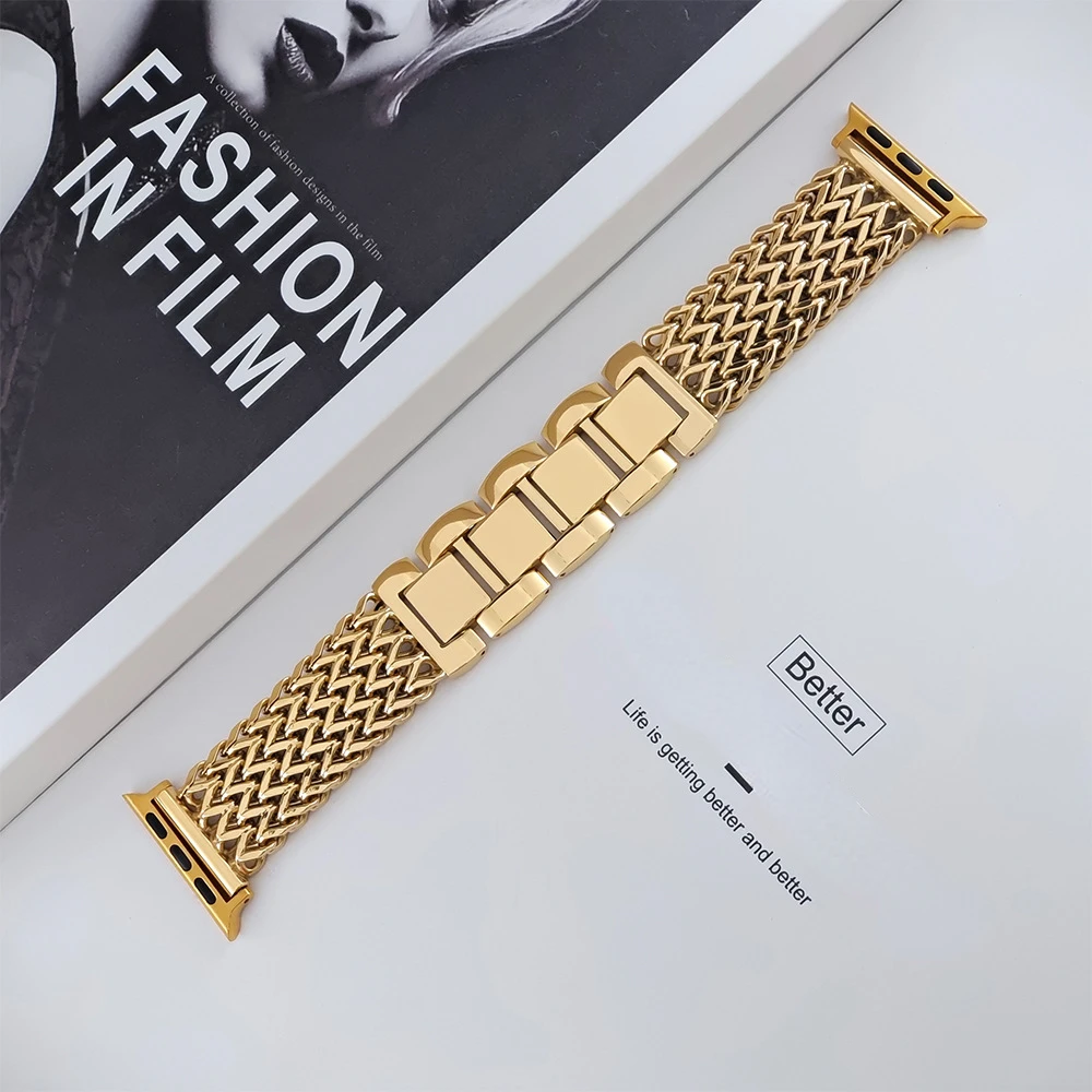 애플 워치용 브레이드 금속 팔찌, 울트라 2 1 밴드, 49mm, 41mm, 45mm, 아이워치 시리즈 9, 8, 7, 6, SE, 5, 4, 44mm, 스테인리스 스틸 스트랩
