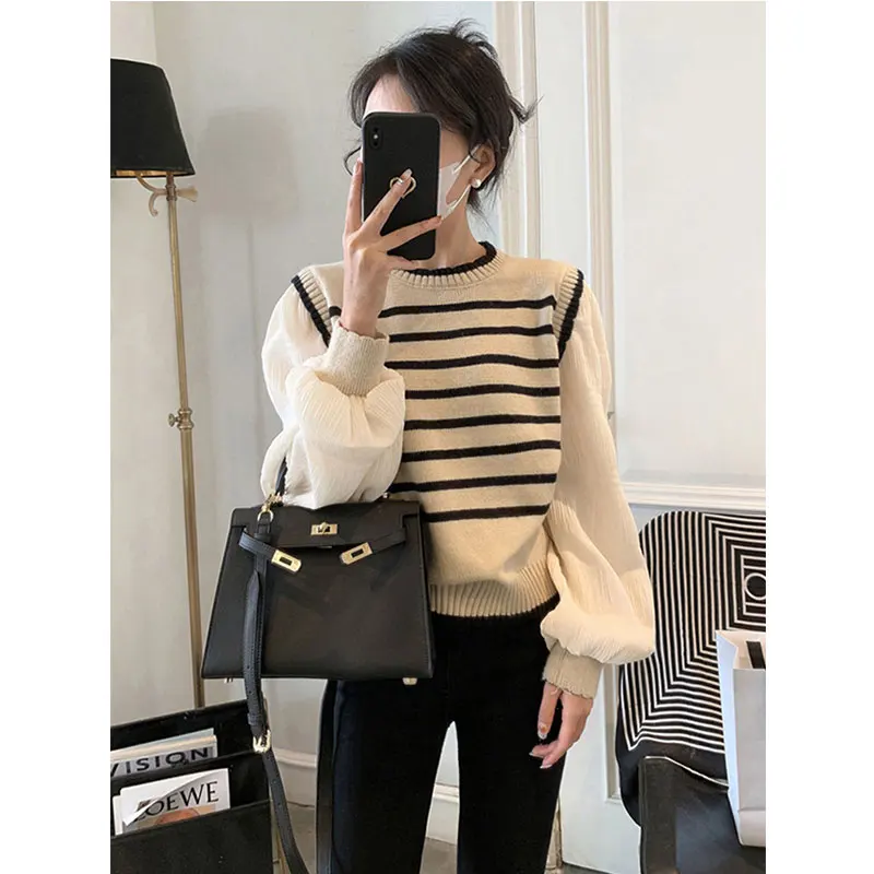 

Women's Oversized Knitted Sweatshirt Basic Loose Fitting Jumpers Thick Blouses Casual Female Wear Fall Winter Sweaters M64