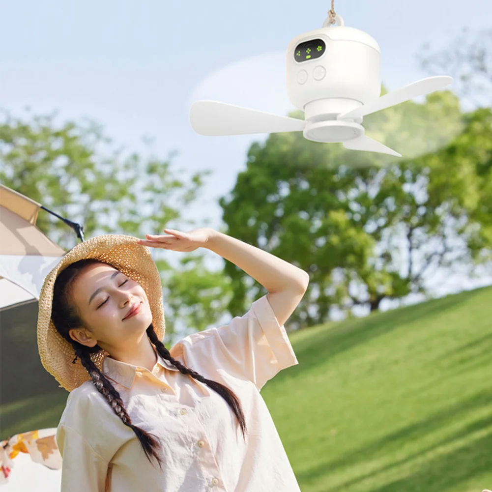 Portable Wireless Ceiling Fan Light Rechargeable Camping Fan with Remote Control Tent Fan Outdoor Fan for Outdoor Dorm