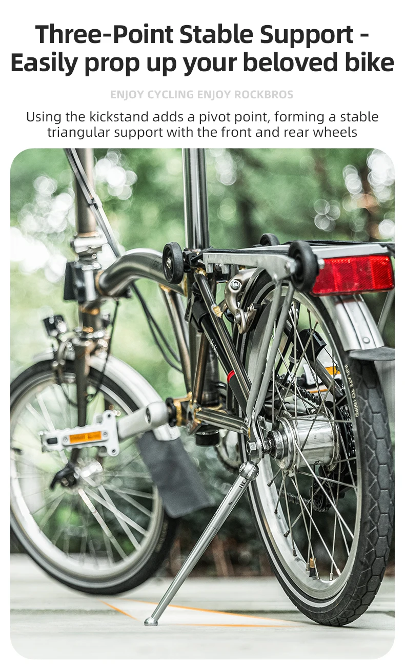 ROCKBROS Klappbarer Fahrradständer, ultraleichte Fußstütze, 40,6 cm, zusammenklappbarer Fahrradständer, Parkständer, Fußstütze, Fahrradzubehör – Detail 3